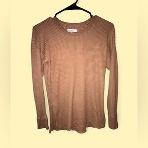 Abercrombie & Fitch Waffle Knit Mocha Long Sleeve Top - Size Small